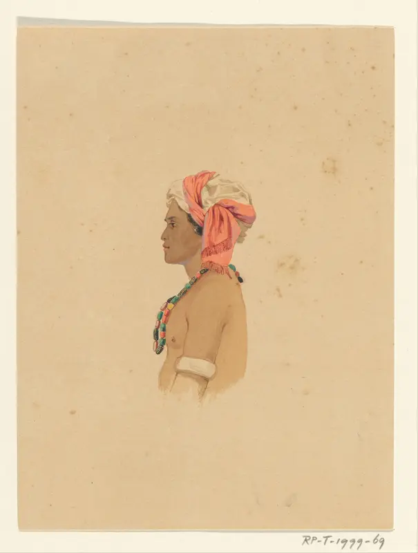 Portret van een man van de Aru eilanden, in profiel Wall Art by Ernest Alfred Hardouin - High-Resolution Digital Print
