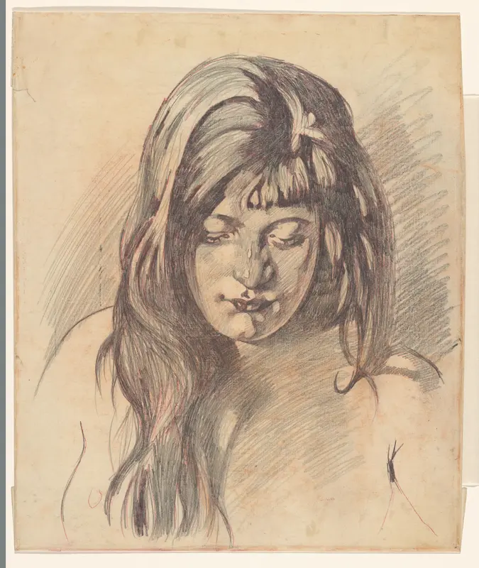 Portret van een meisje, met neergeslagen blik Wall Art by Willem Witsen - High-Resolution Digital Print