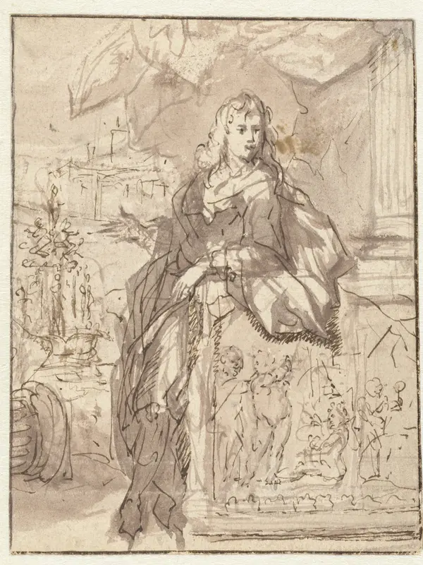 Portret van een onbekende man in een wijde mantel Wall Art by Caspar Netscher - High-Resolution Digital Print