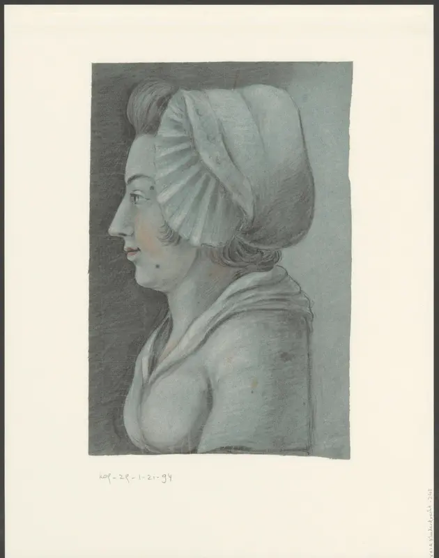 Portret van een onbekende vrouw in klederdracht met muts Wall Art by anonymous - High-Resolution Digital Print