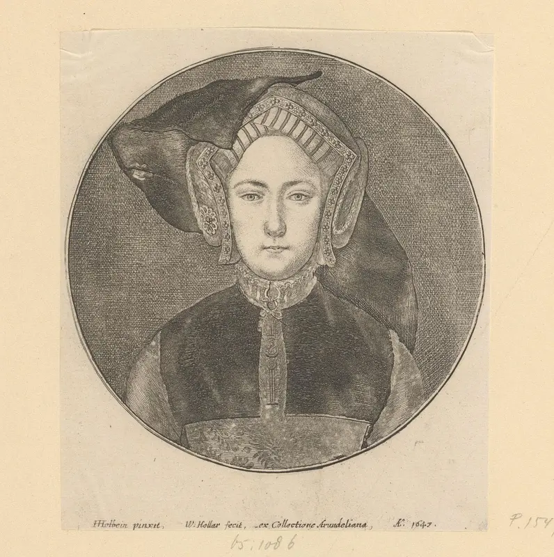 Portret van een onbekende vrouw met Engelse kap, mogelijk Catharina van Arragon Wall Art by Unknown - High-Resolution Digital Print