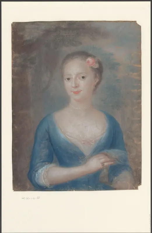 Portret van een onbekende vrouw met roos in het haar Wall Art by anonymous - High-Resolution Digital Print