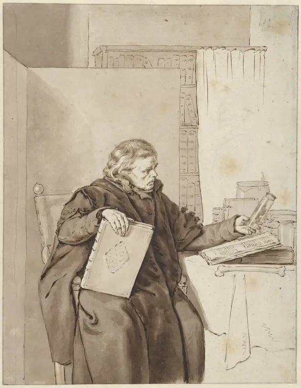 Portret van een oude man in een studeervertrek Wall Art by Abraham van Strij (I) - High-Resolution Digital Print