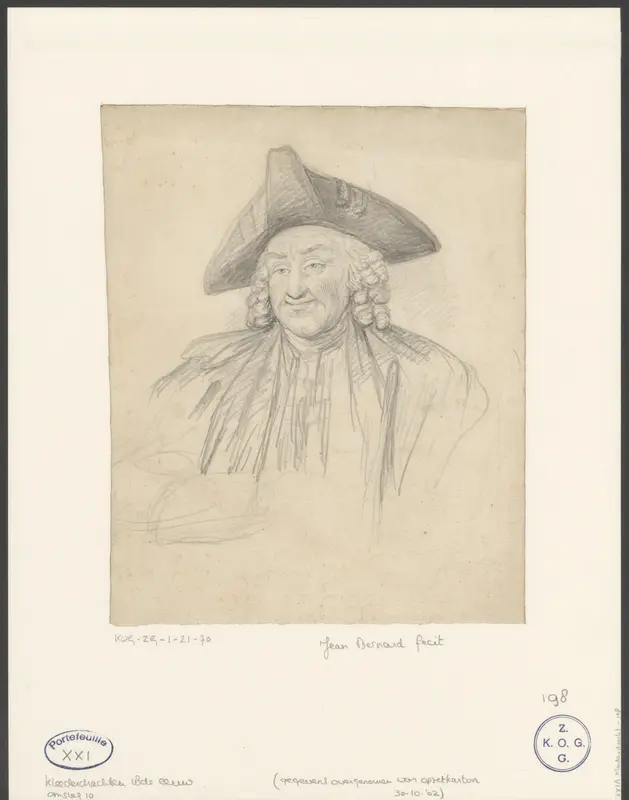 Portret van een oude man met driekantige steek Wall Art by Jean Bernard - High-Resolution Digital Print