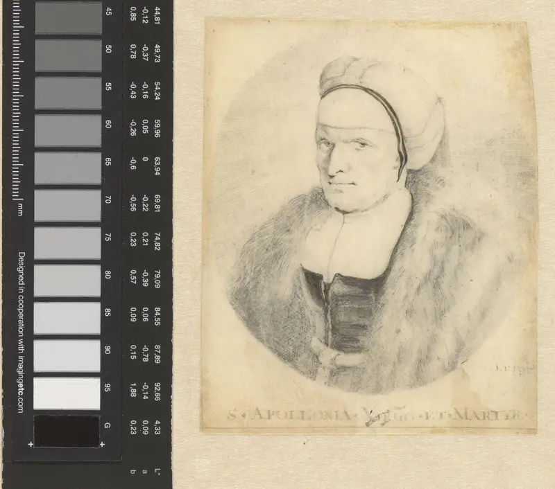 Portret van een oudere vrouw als Sint-Apollonia Wall Art by Isaac van der Mye - High-Resolution Digital Print
