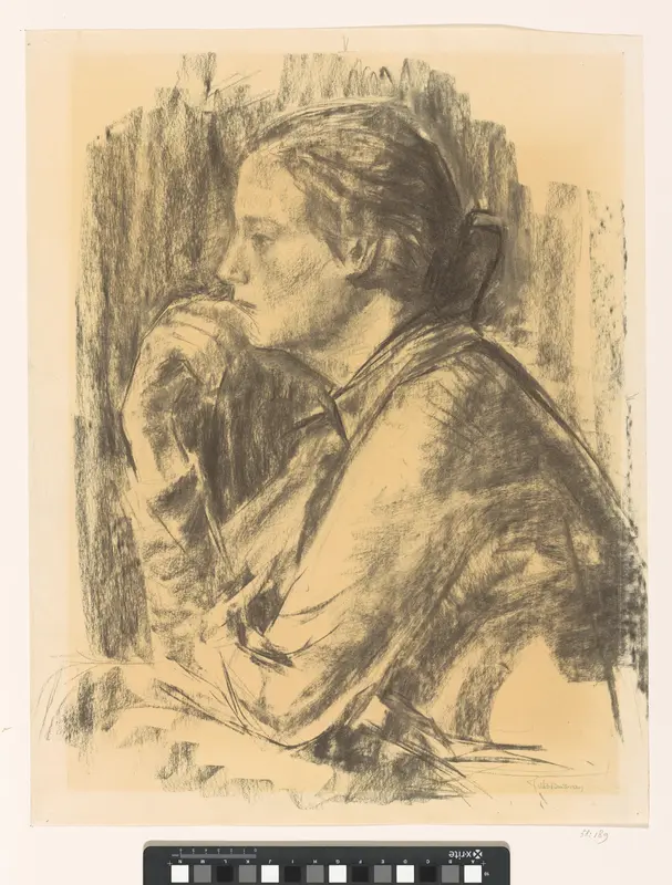 Portret van een peinzende onbekende vrouw Wall Art by Unknown - High-Resolution Digital Print