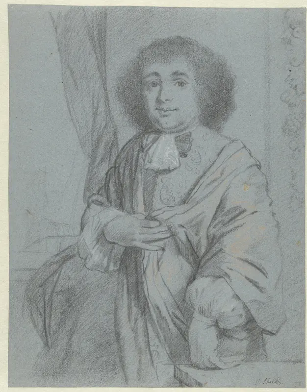 Portret van een staande heer Wall Art by Godfried Schalcken - High-Resolution Digital Print
