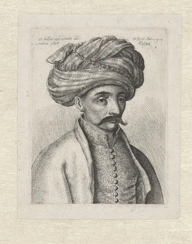 Portret van een Turkse man met snor en tulband Wall Art by Unknown - High-Resolution Digital Print