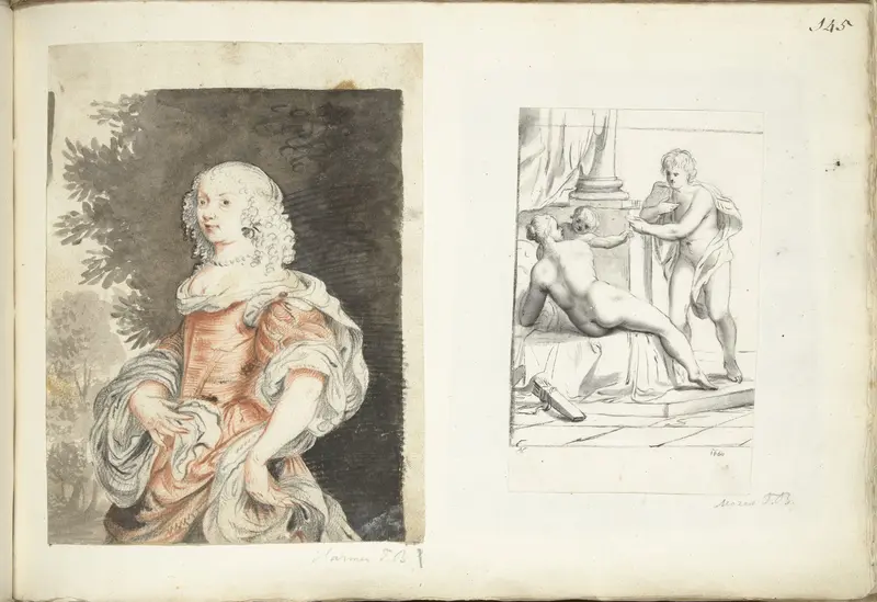 Portret van een vrouw en Venus, Amor en Mars Wall Art by Moses ter Borch - High-Resolution Digital Print