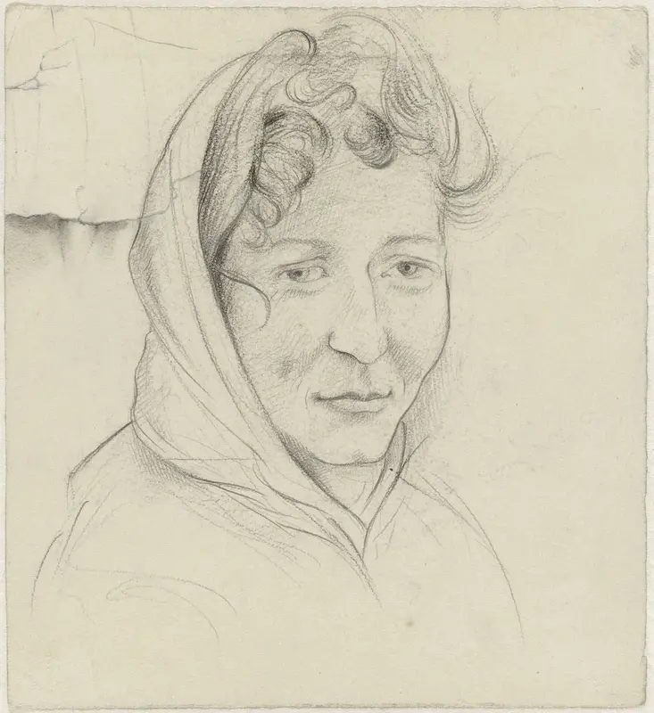 Portret van een vrouw met hoofddoek, Anika Neijssel Wall Art by Aat Breur-Hibma - High-Resolution Digital Print