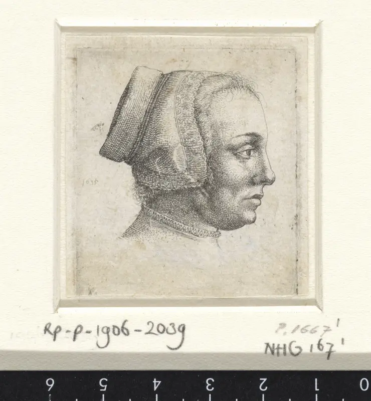 Portret van een vrouw met mutsje, en profil Wall Art by Wenceslaus Hollar - High-Resolution Digital Print