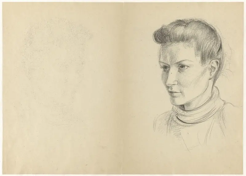 Portret van een vrouw met opgestoken haar, Violette Lecoq Wall Art by Aat Breur-Hibma - High-Resolution Digital Print