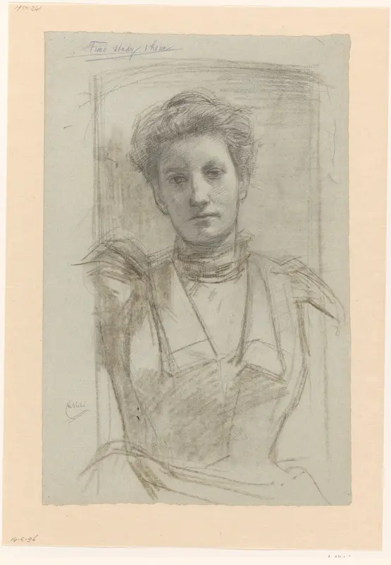 Portret van een vrouw, ten halven lijve Wall Art by August Allebé - High-Resolution Digital Print