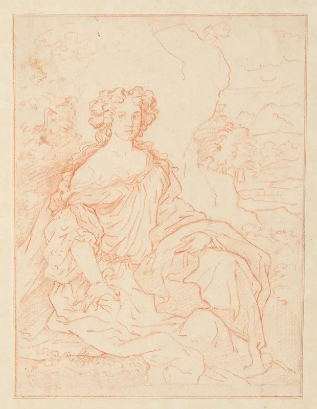 Portret van een zittende vrouw Wall Art by Unknown - High-Resolution Digital Print