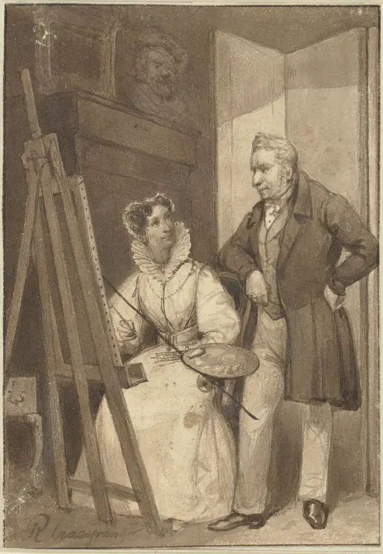 Portret van Frederica Louisa Wilhelmina, prinses van Pruisen, met haar man koning Willem I Wall Art by Reinier Craeyvanger - High-Resolution Digital Print