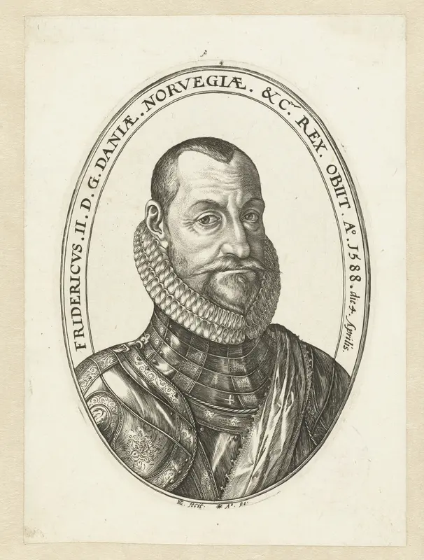 Portret van Frederik II, Koning van Denemarken en Noorwegen Wall Art by Hendrick Goltzius - High-Resolution Digital Print