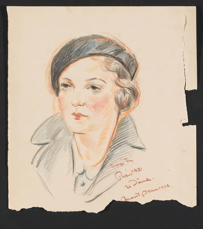 Portret van G.A. Urtebise met baret en opstaande kraag Wall Art by anonymous - High-Resolution Digital Print