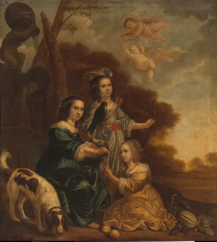 Portret van Geertruyt, Margriet en Anna Delff, de dochters van de kunstenaar Wall Art by Jacob Willemsz. Delff (II) - High-Resolution Digital Print