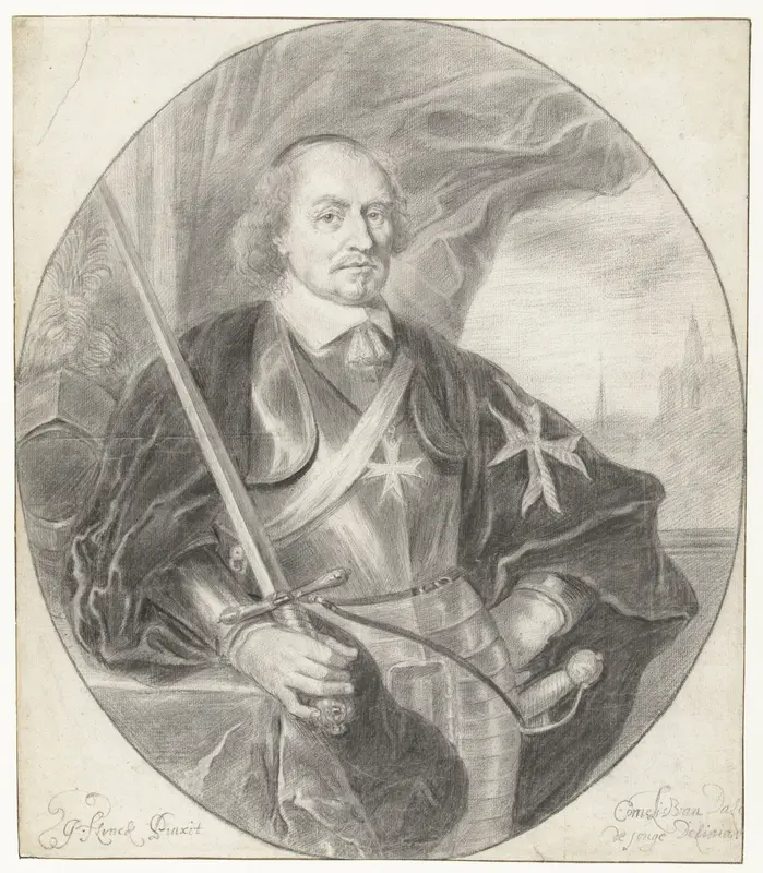Portret van graaf Johan Maurits Wall Art by Cornelis van Dalen (II) - High-Resolution Digital Print