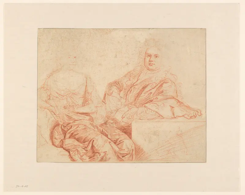 Portret van Grinling Gibbons en zijn vrouw Wall Art by Unknown - High-Resolution Digital Print