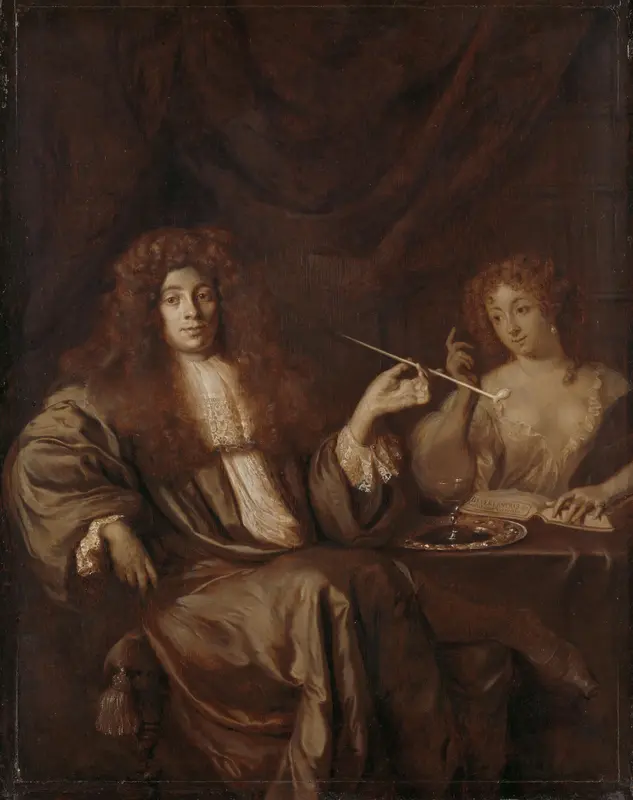 Portret van Hadriaan Beverland met prostituee Wall Art by Unknown - High-Resolution Digital Print