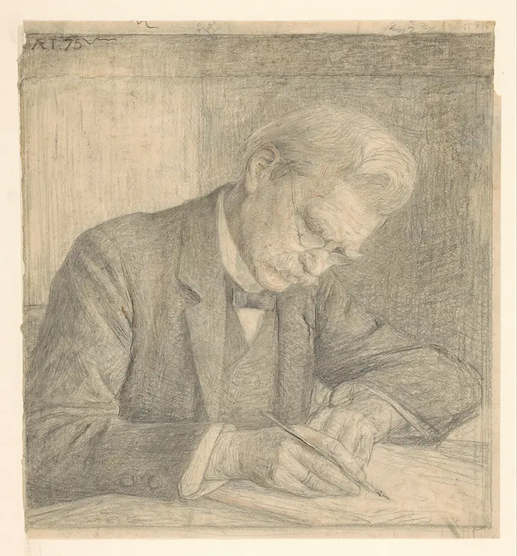 Portret van J. van der Vegt, schrijvend Wall Art by Jan Veth - High-Resolution Digital Print