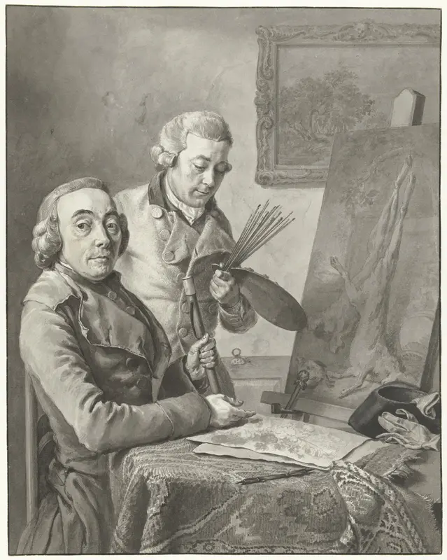 Portret van Jacob de Vos I en de schilder Wybrand Hendriks Wall Art by Wybrand Hendriks - High-Resolution Digital Print