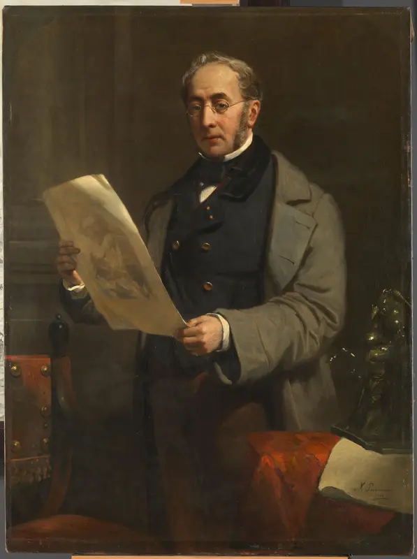 Portret van Jacob de Vos Jbzn (1803-1878). Kunstverzamelaar en eigenaar van de Historische Galerij De Vos te Amsterdam Wall Art by Nicolaas Pieneman - High-Resolution Digital Print