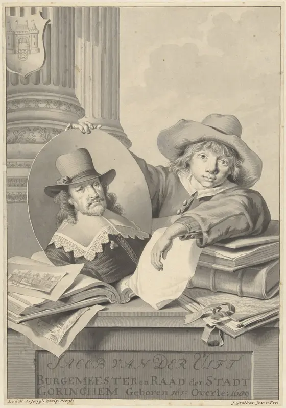 Portret van Jacob van der Ulft, vastgehouden door een jongen Wall Art by Unknown - High-Resolution Digital Print