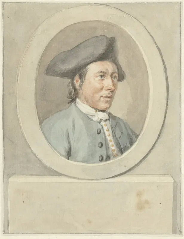 Portret van Jacob van Dijk, in ovaal, naar rechts Wall Art by Unknown - High-Resolution Digital Print
