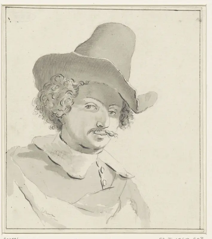 Portret van Jan Baptist Weenix Wall Art by anonymous - High-Resolution Digital Print
