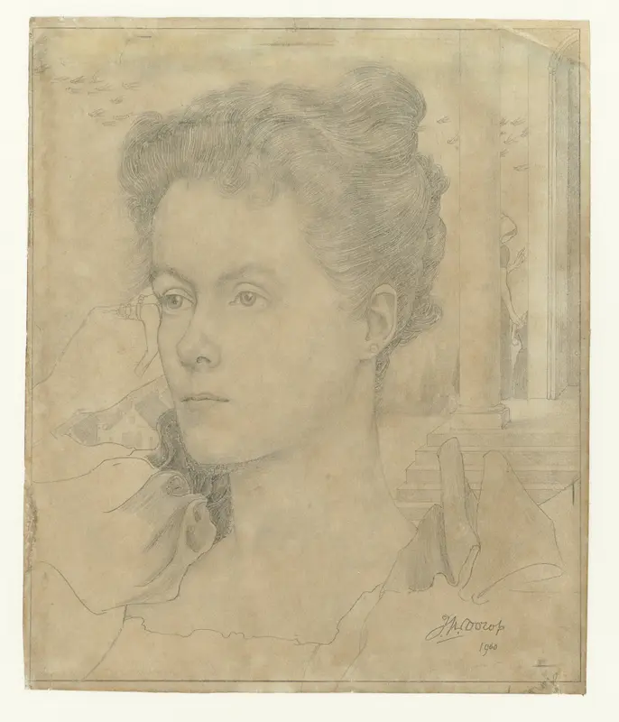 Portret van Jan Toorops echtgenote Annie Hall of haar zus Janet Hall Wall Art by Jan Toorop - High-Resolution Digital Print