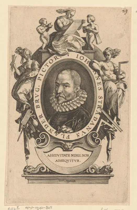 Portret van Jan van der Straet Wall Art by Unknown - High-Resolution Digital Print