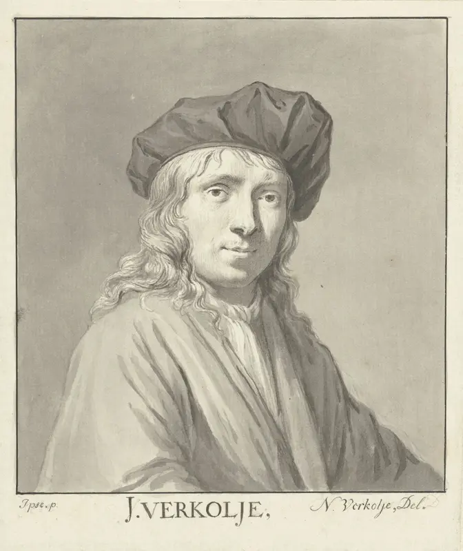 Portret van Jan Verkolje (II) Wall Art by Nicolaas Verkolje - High-Resolution Digital Print