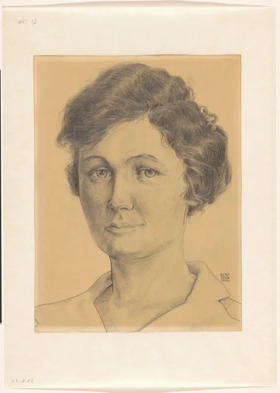 Portret van Jantje Jantiena Roelfina Verhagen-Bennink, vrouw van de kunstenaar Wall Art by Unknown - High-Resolution Digital Print