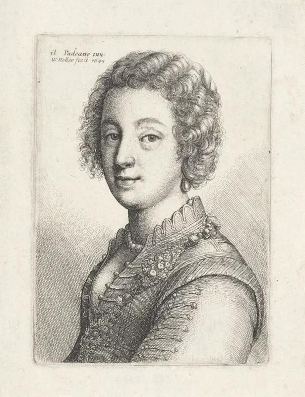 Portret van jonge vrouw met kort krullend haar Wall Art by Unknown - High-Resolution Digital Print