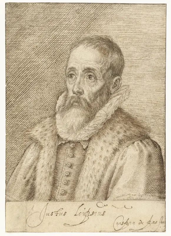 Portret van Justus Lipsius Wall Art by Crispijn van de Passe (I) - High-Resolution Digital Print