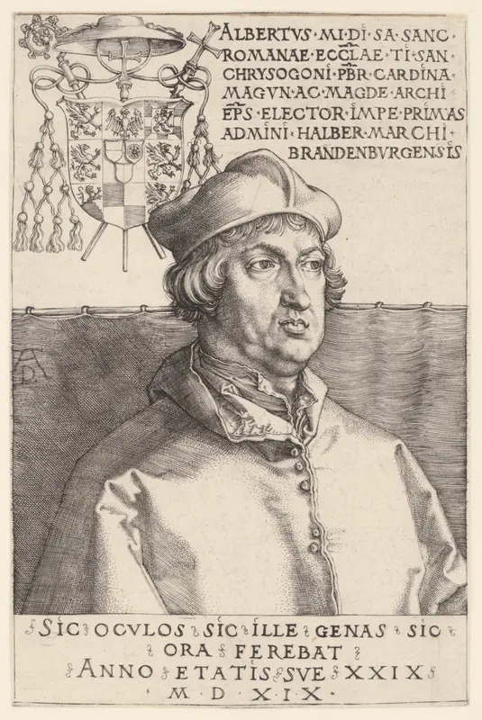 Portret van kardinaal Albert van Brandenburg op 29-jarige leeftijd Wall Art by Unknown - High-Resolution Digital Print