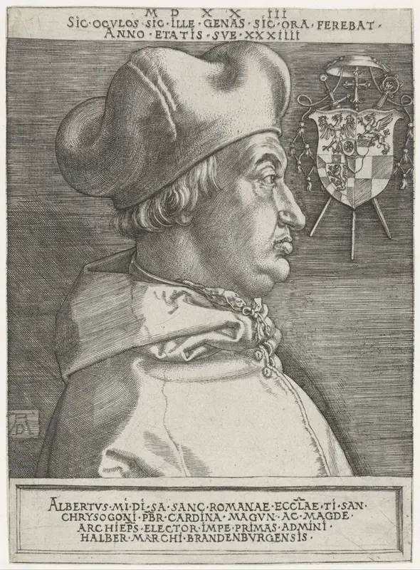 Portret van kardinaal Albert van Brandenburg op 34-jarige leeftijd Wall Art by Unknown - High-Resolution Digital Print