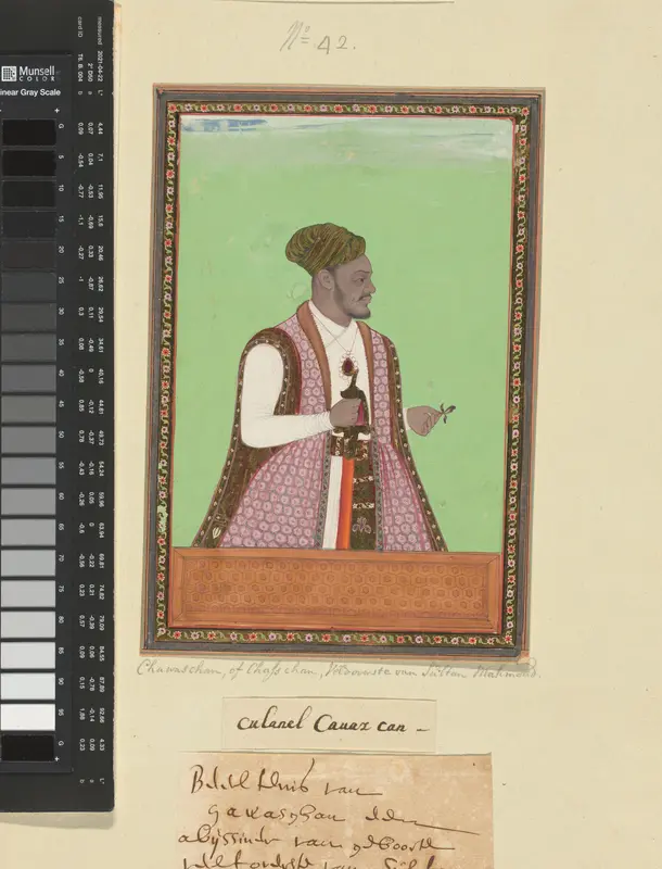 Portret van Khawwas-Khan, de Abessijn, de opperbevelhebber (peshwa) van Sultan Mahmud, de heerser van Bijapur Wall Art by anonymous - High-Resolution Digital Print