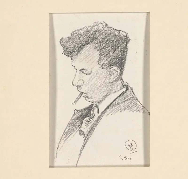 Portret van Leonard Pieter Versteeg met sigaret Wall Art by Unknown - High-Resolution Digital Print