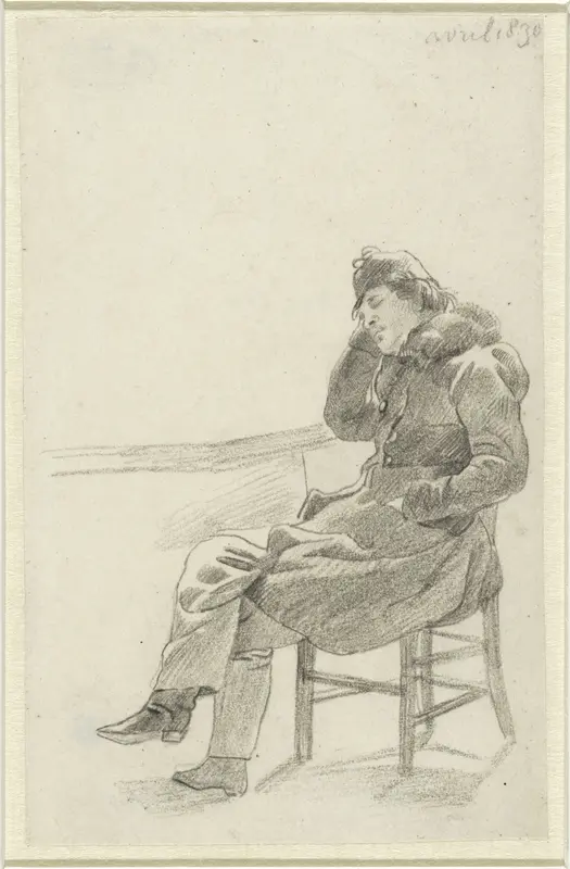 Portret van Louis Royer, slapend op een stoel Wall Art by Gijsbertus Craeyvanger - High-Resolution Digital Print