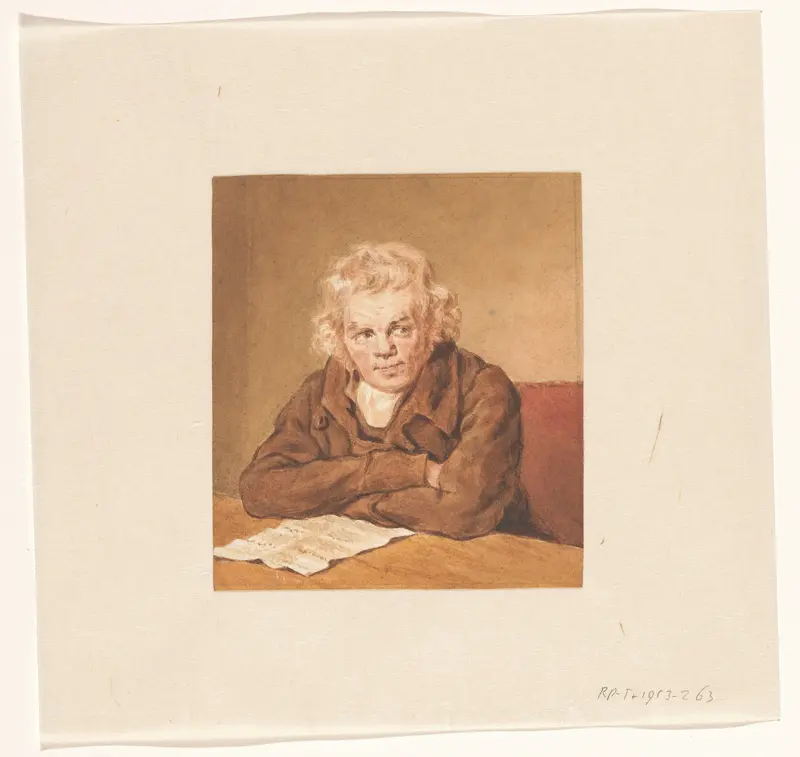 Portret van Lourens van Schaick, zittend lezend aan tafel Wall Art by Pieter Christoffel Wonder - High-Resolution Digital Print