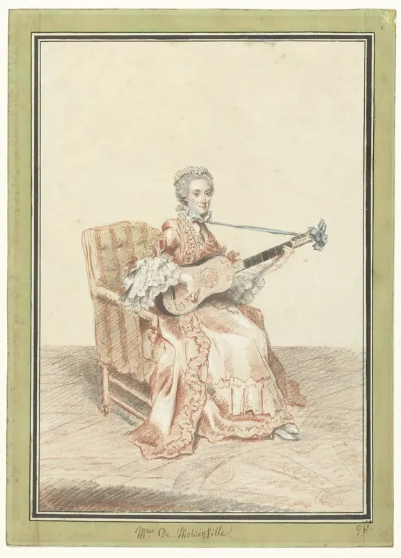 Portret van Madame de Montainville, gitaar spelend Wall Art by Louis de Carmontelle - High-Resolution Digital Print