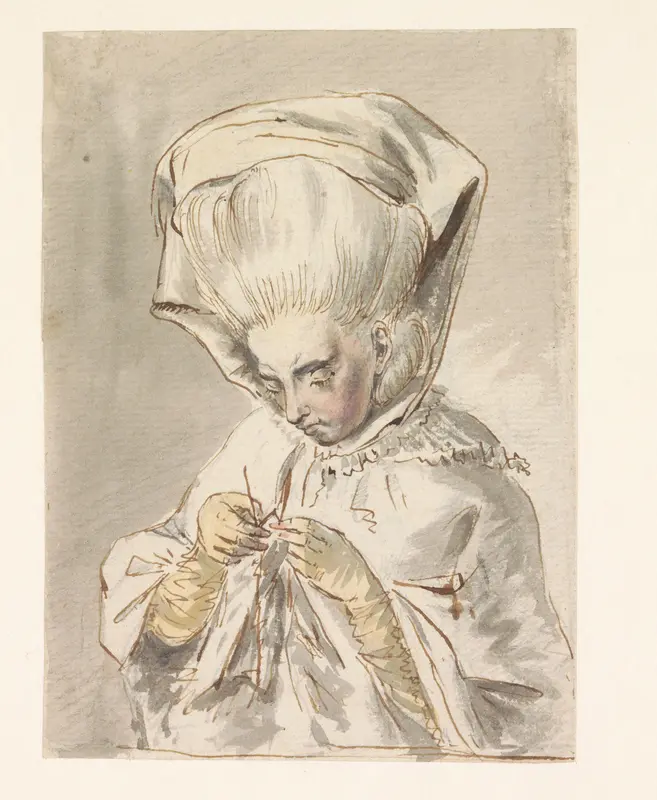 Portret van Maria Goll van Franckenstein, met breiwerk Wall Art by Louis Bernard Coclers - High-Resolution Digital Print