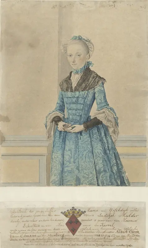 Portret van Maria van IJsseldijk, staand kniestuk Wall Art by Isaac Lodewijk la Fargue van Nieuwland - High-Resolution Digital Print