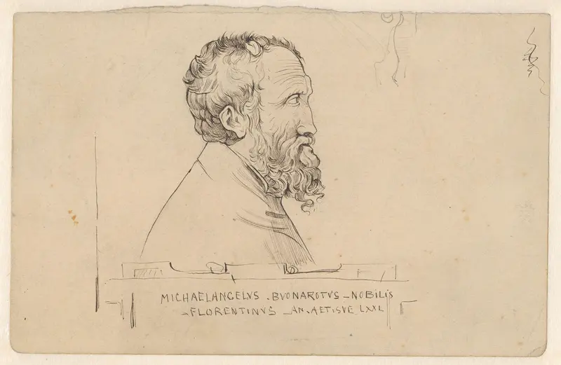 Portret van Michelangelo op 71-jarige leeftijd Wall Art by Nicolaas van der Waay - High-Resolution Digital Print