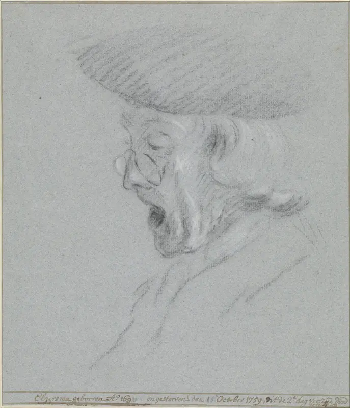 Portret van Michiel Elgersma, met bril en mond wijd open. Wall Art by John Greenwood - High-Resolution Digital Print