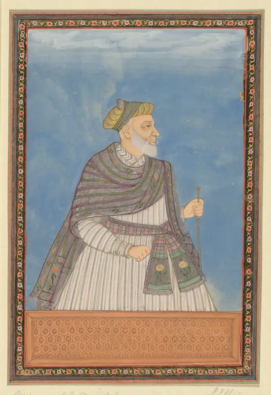 Portret van Mirza Ahmad, die de oudste schoonzoon van Sultan Abdullah is geweest; hij heeft [met de titel?] Ayn al-Mulk als vizier gediend Wall Art by anonymous - High-Resolution Digital Print