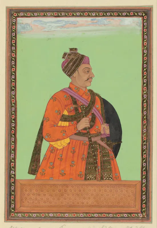 Portret van Musa Khan, die een page van Sultan Abdullah is geweest; na Neknam-Khan heeft hij gediend als legeraanvoerder van Karnatak Wall Art by anonymous - High-Resolution Digital Print